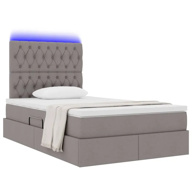 LED saugojimo lova su čiužiniu Taupe 120 x 200 cm Audinys