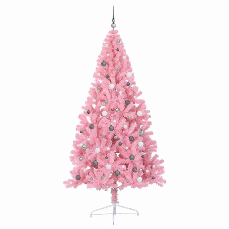 Dirbtinis prieššventinis eglutė su šviesomis Rožinė 240 cm PVC