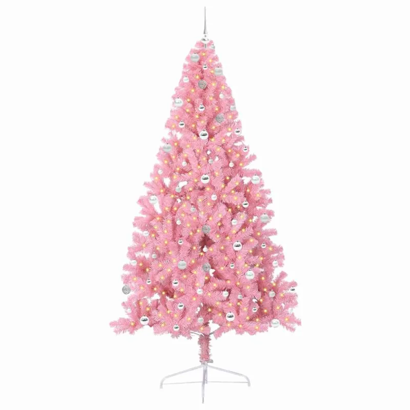 Dirbtinis prieššventinis eglutė su šviesomis Rožinė 240 cm PVC
