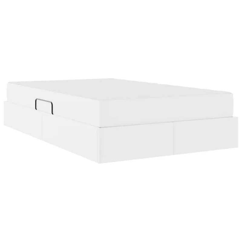 Lova su daiktų laikymo vieta ir čiužiniu 2 pcs Balta Oda