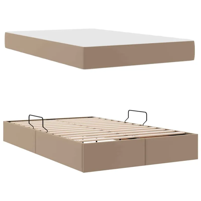 Lova su daiktų laikymo vieta ir čiužiniu 2 pcs Kapučino Oda