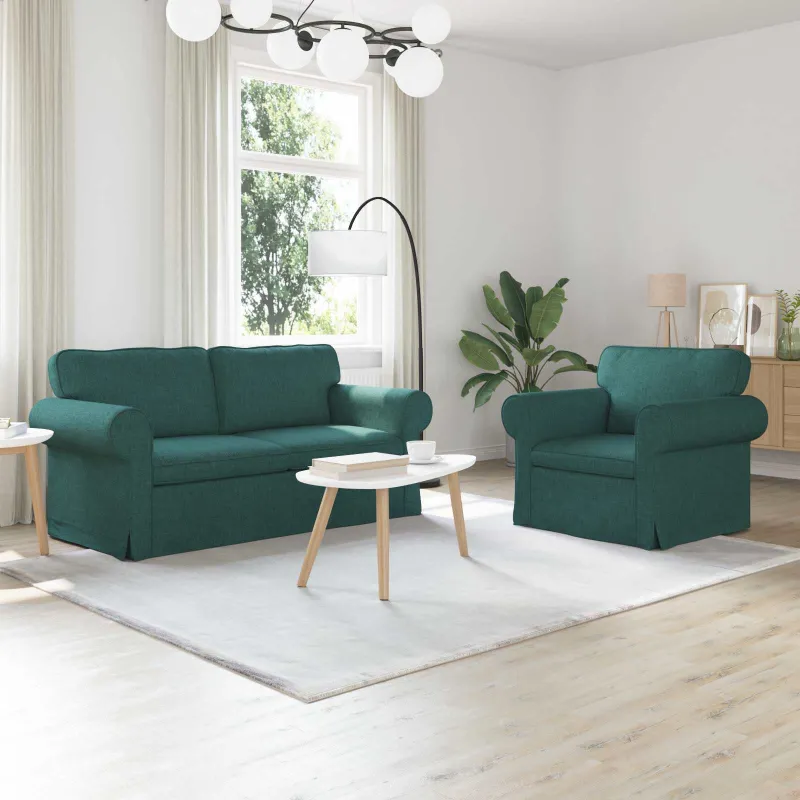 Sofos komplektas 2 pcs Tamsiai žalia 175 x 82 x 80 cm audinys