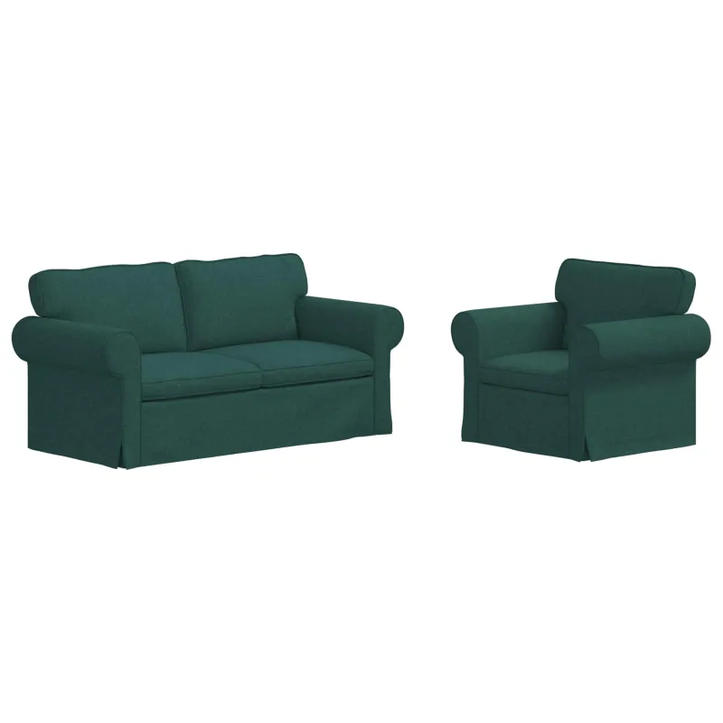Sofos komplektas 2 pcs Tamsiai žalia 175 x 82 x 80 cm audinys