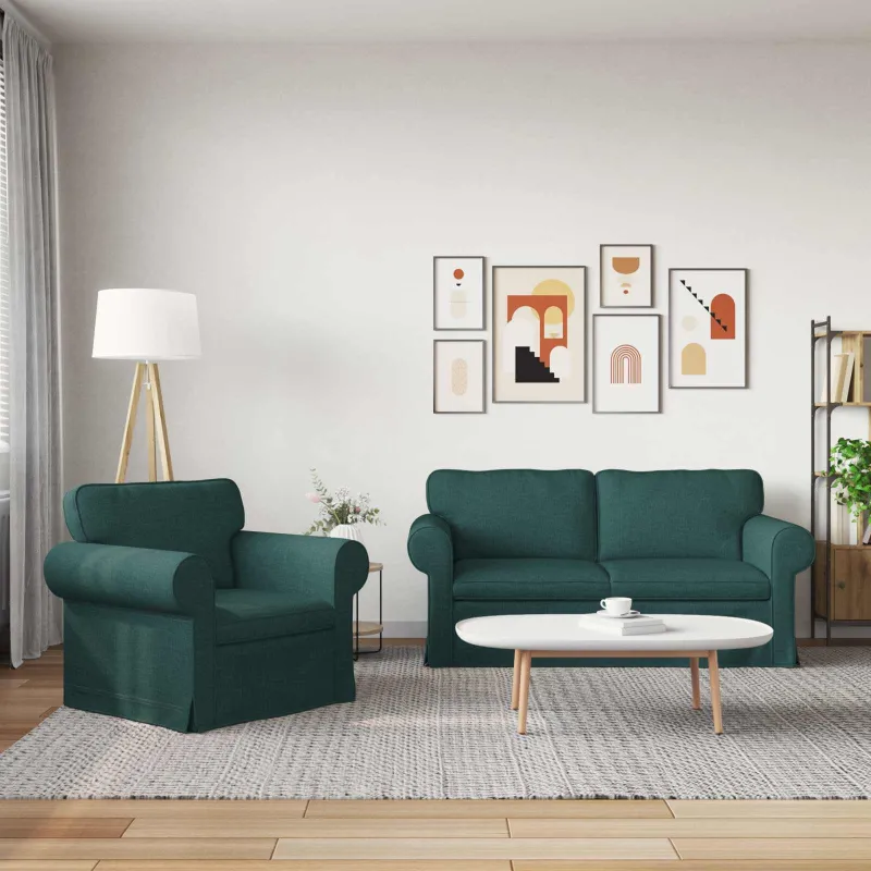 Sofos komplektas 2 pcs Tamsiai žalia 175 x 82 x 80 cm audinys