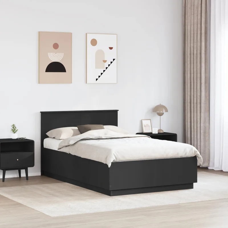 Lovos rėmas su galvūgalio Juoda 120 x 200 cm Apdirbta mediena