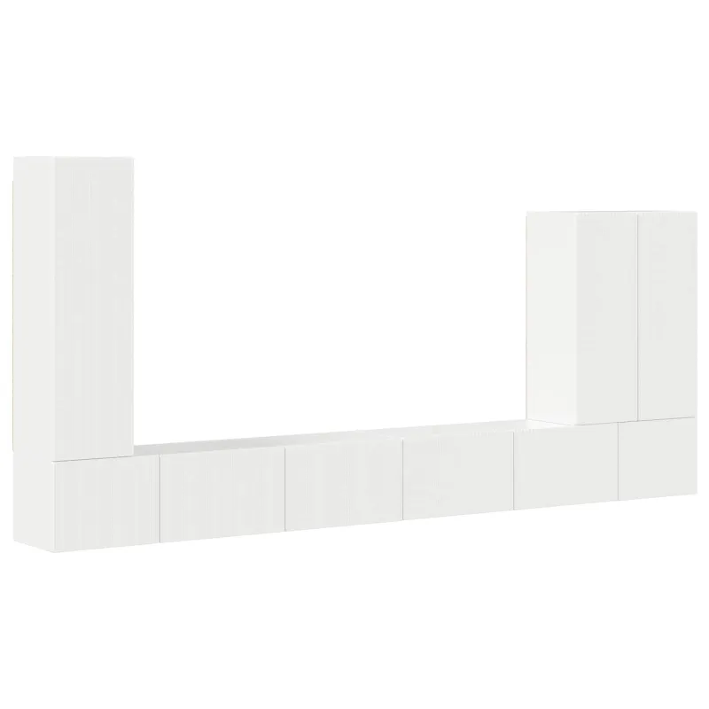 TV sieninio kabineto komplektas 6 pcs Aukštai blizganti balta
