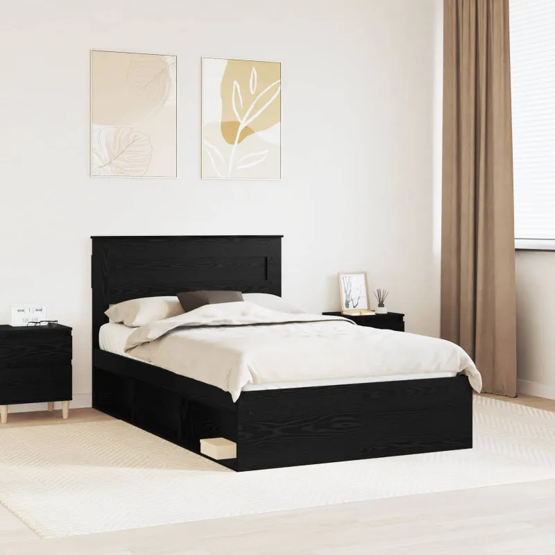Lovos rėmas Juoda 120 x 190 cm Kietos pušies mediena
