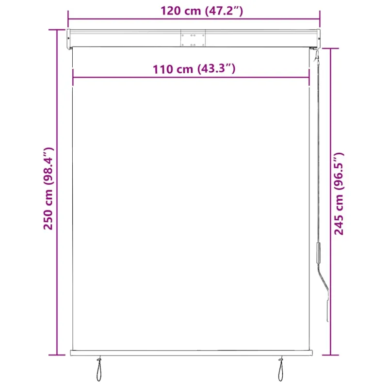 Lauko roletas, antracito spalvos, 120x250cm