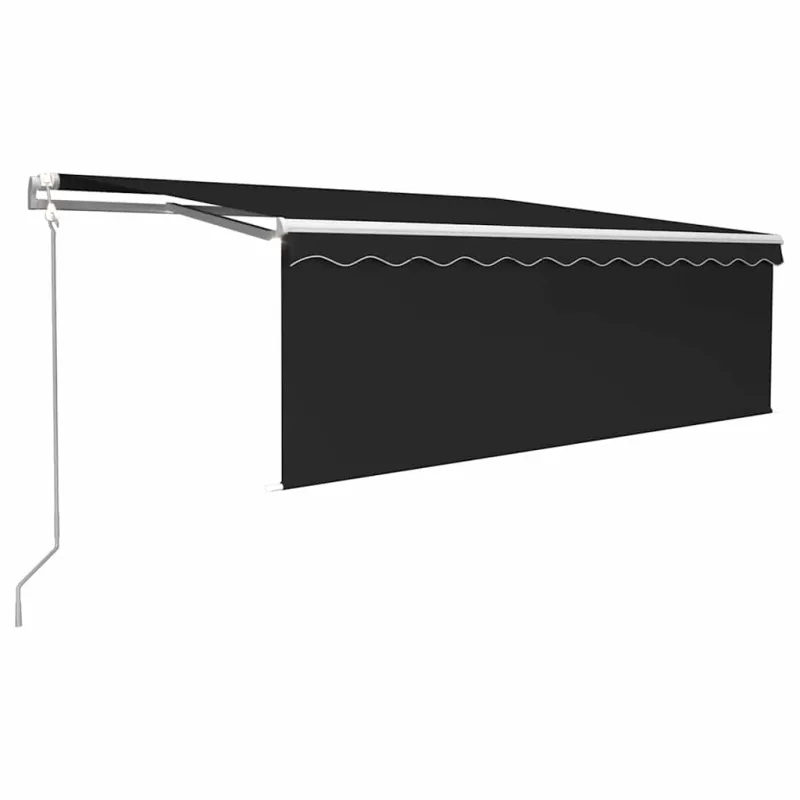 Markizė su uždanga/LED/vėjo jutikliu, antracito, 4,5x3m