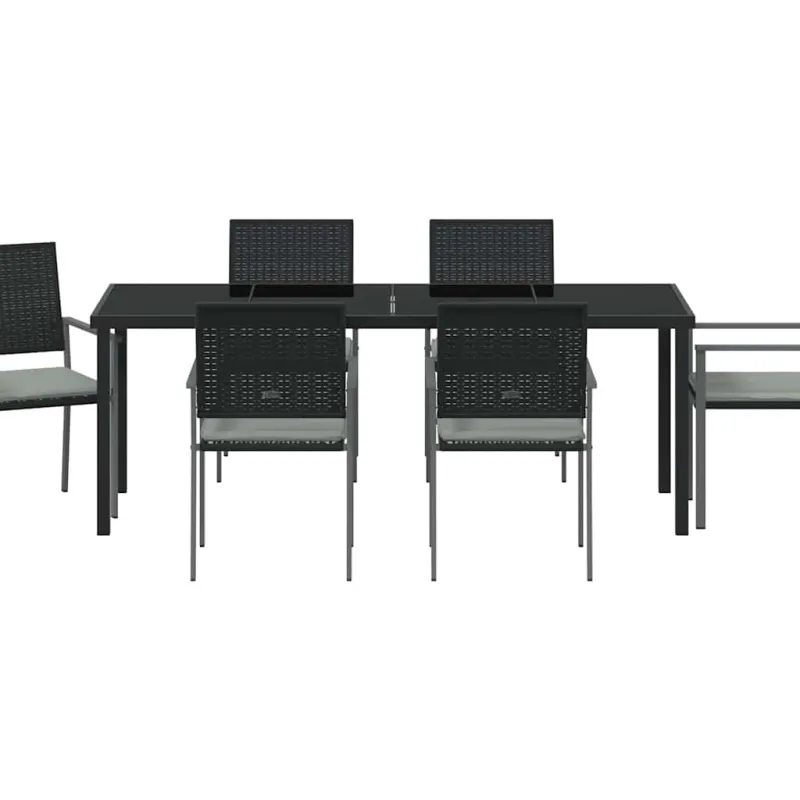 Sodo valgomojo komplektas 7 pcs Juoda ir šviesiai pilka