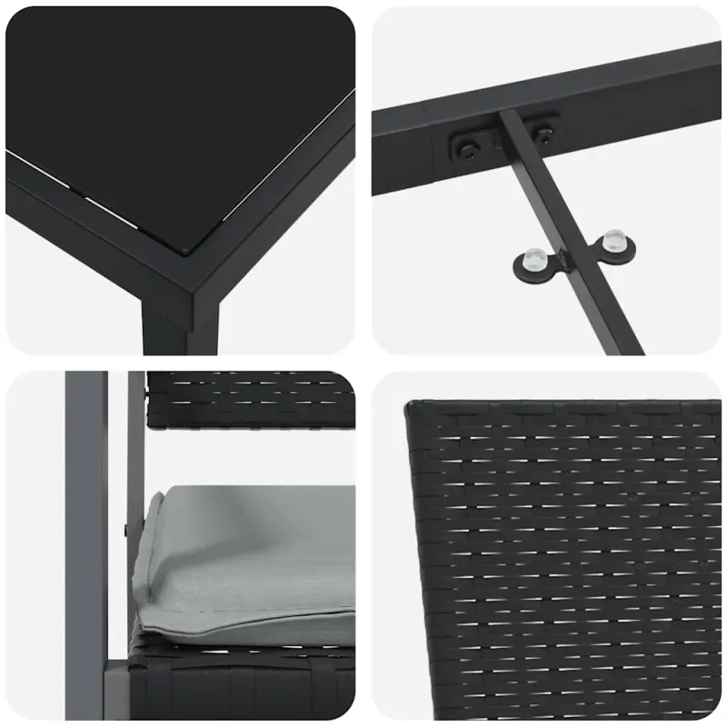 Sodo valgomojo komplektas 7 pcs Juoda ir šviesiai pilka
