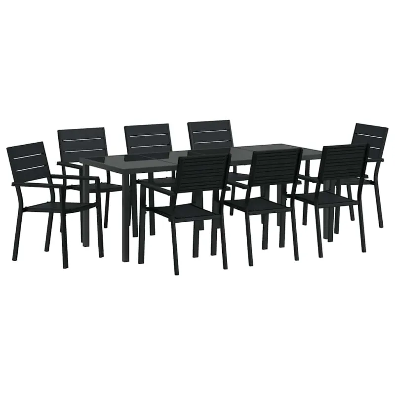 Sodo valgomojo komplektas 9 pcs Juoda