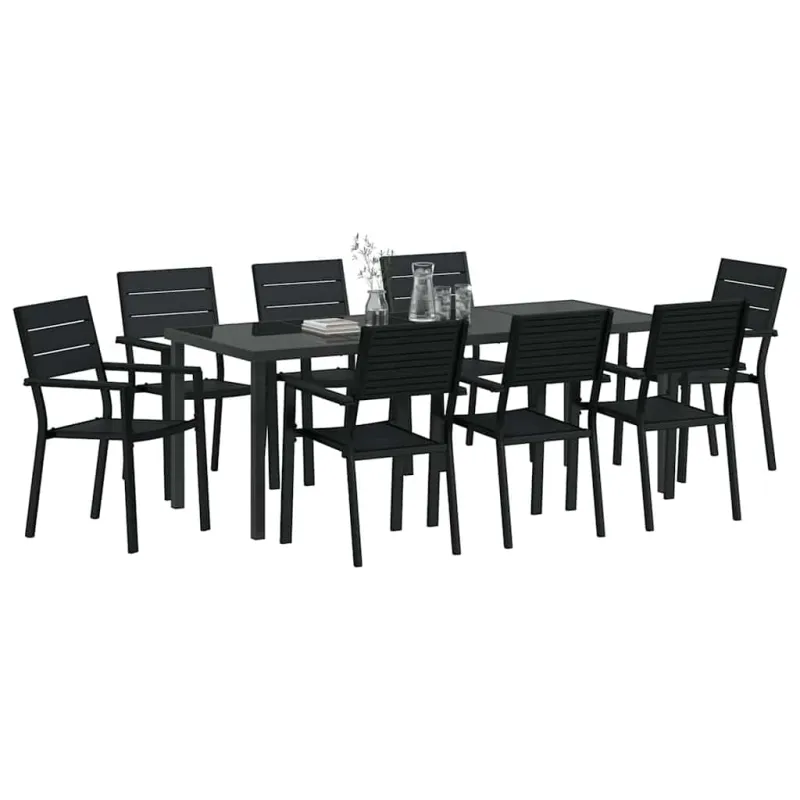 Sodo valgomojo komplektas 9 pcs Juoda
