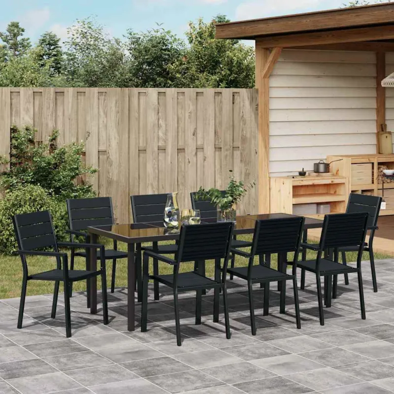 Sodo valgomojo komplektas 9 pcs Juoda