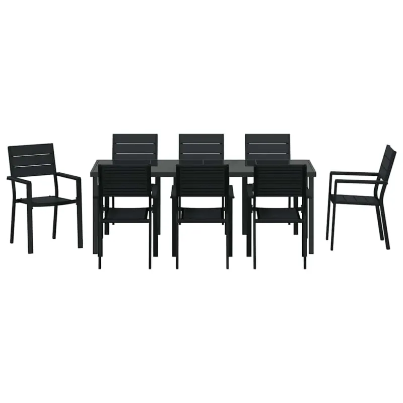 Sodo valgomojo komplektas 9 pcs Juoda