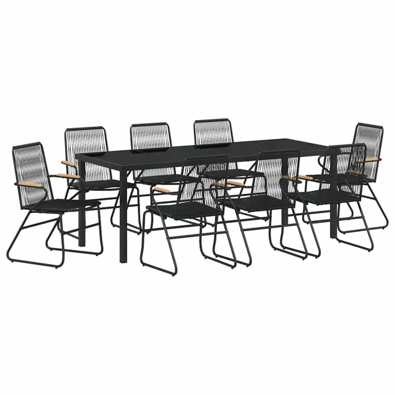 Sodo valgomojo komplektas 9 pcs Juoda