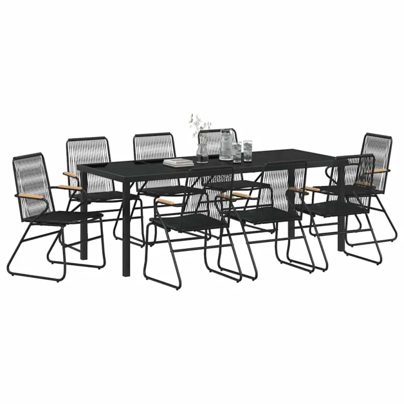 Sodo valgomojo komplektas 9 pcs Juoda