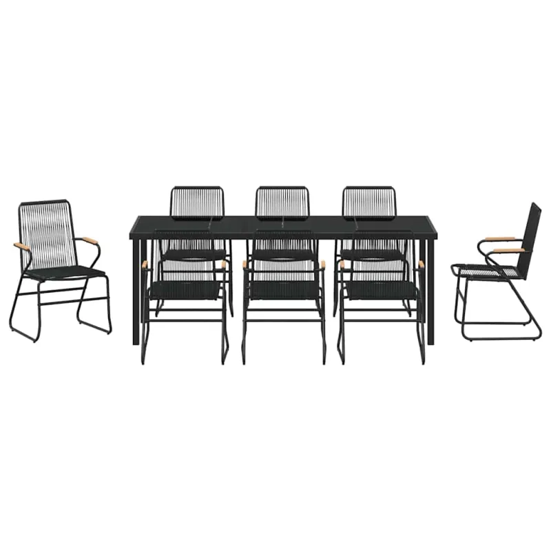 Sodo valgomojo komplektas 9 pcs Juoda