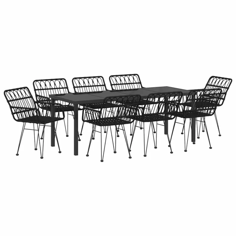 Sodo valgomojo komplektas 9 pcs Juoda