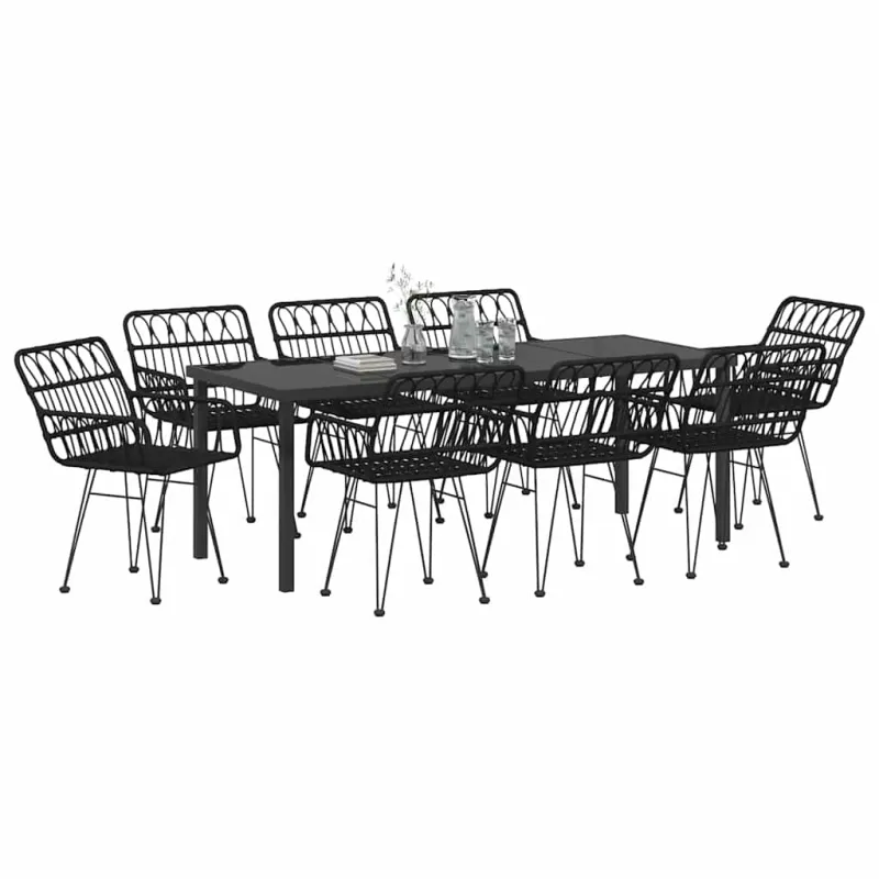 Sodo valgomojo komplektas 9 pcs Juoda