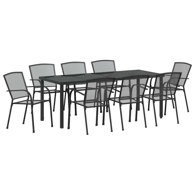 Sodo valgomojo komplektas 9 pcs Antracitas