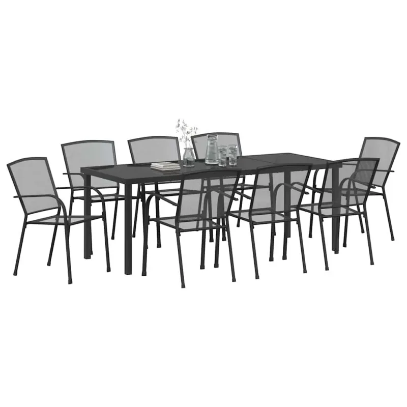 Sodo valgomojo komplektas 9 pcs Antracitas