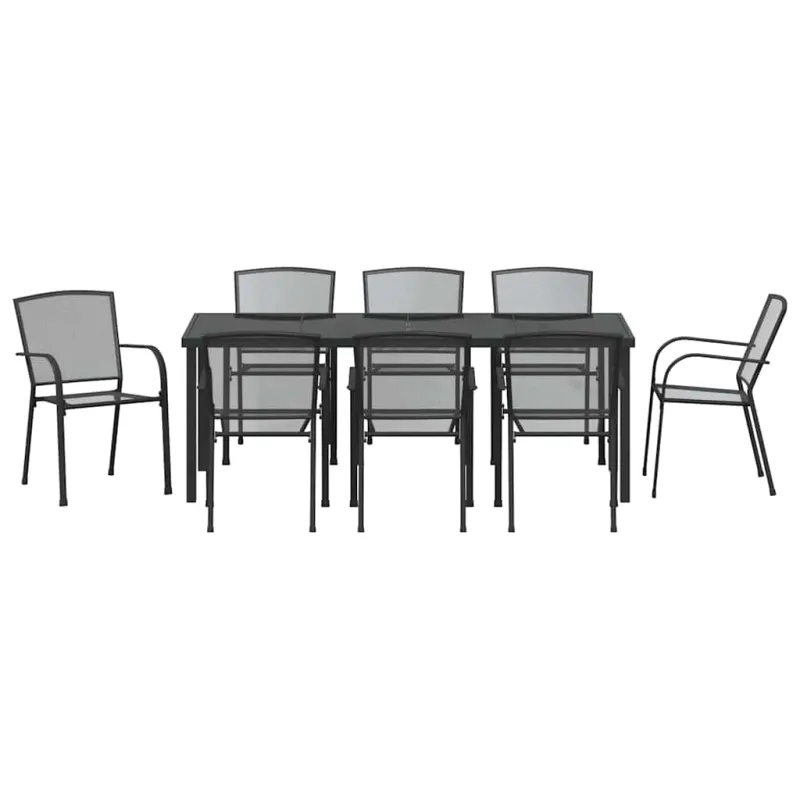 Sodo valgomojo komplektas 9 pcs Antracitas