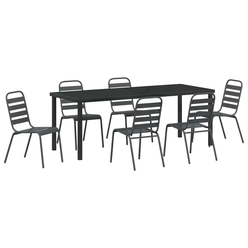 Sodo valgomojo komplektas 7 pcs Antracitas