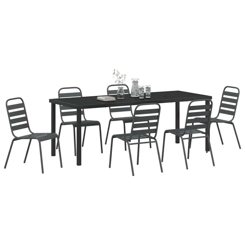 Sodo valgomojo komplektas 7 pcs Antracitas