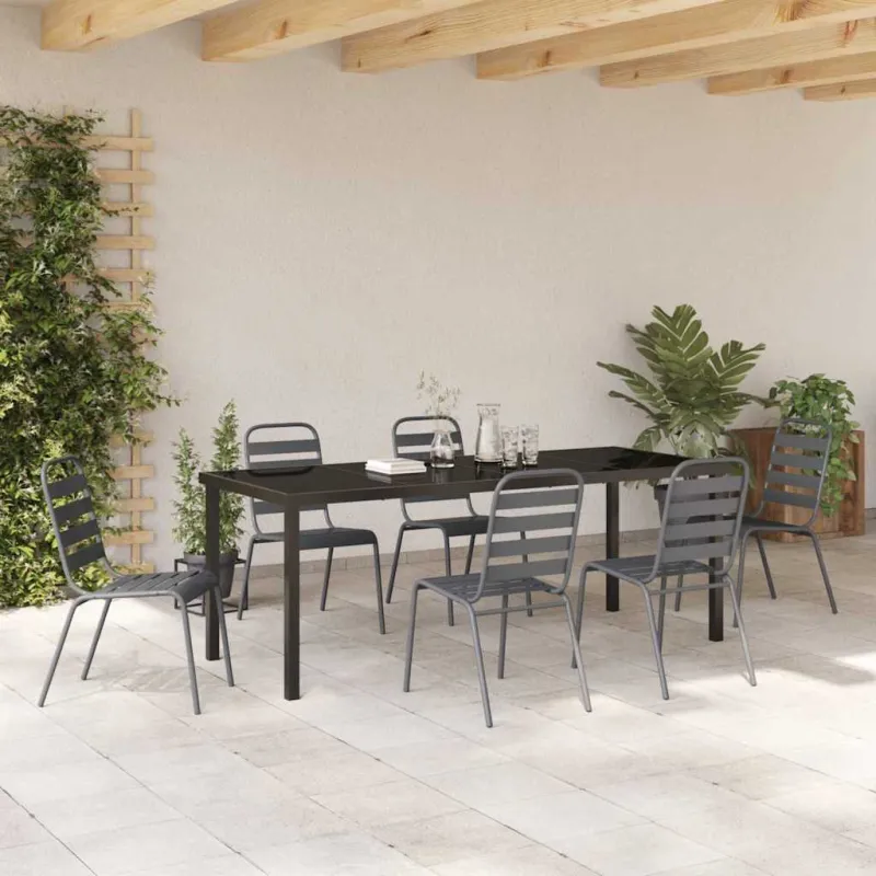 Sodo valgomojo komplektas 7 pcs Antracitas