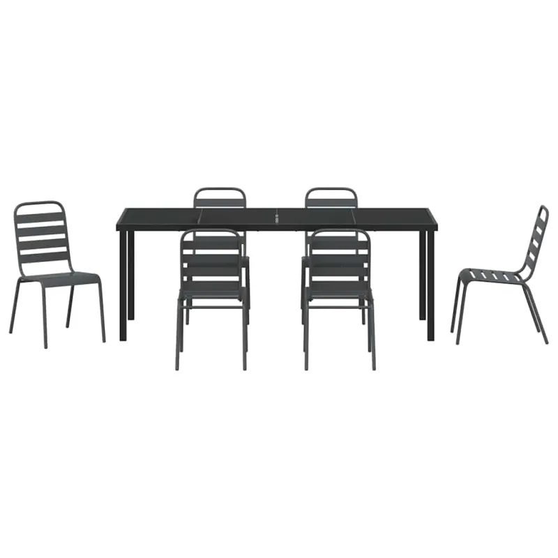 Sodo valgomojo komplektas 7 pcs Antracitas