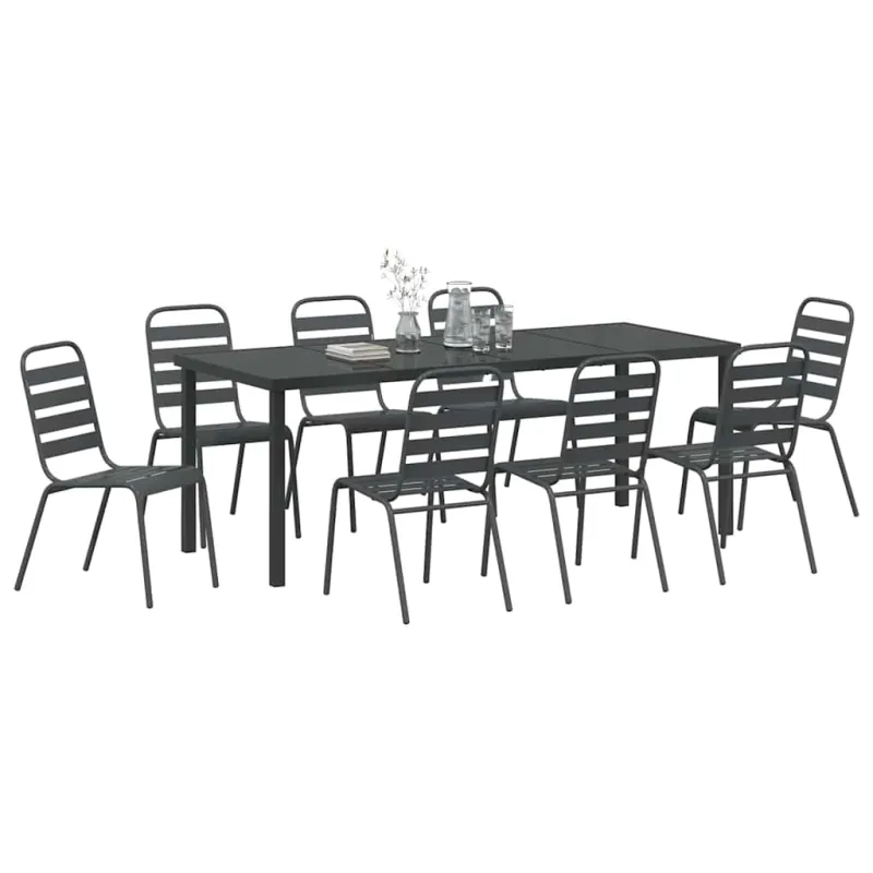Sodo valgomojo komplektas 9 pcs Antracitas
