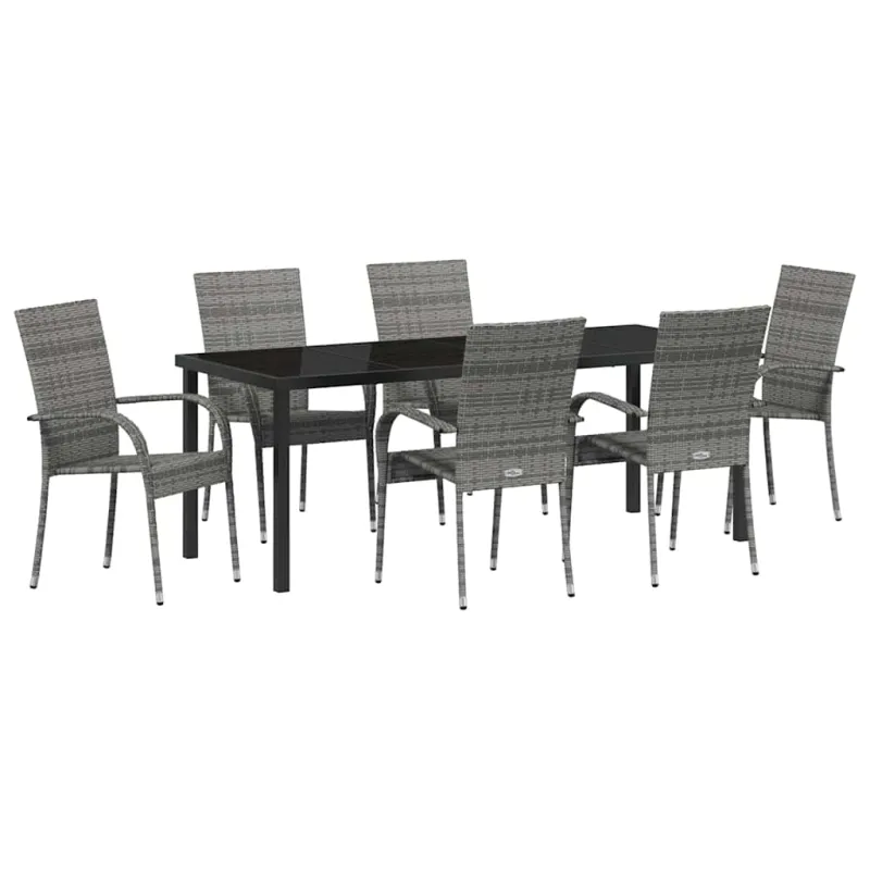 Sodo valgomojo komplektas 7 pcs Pilka