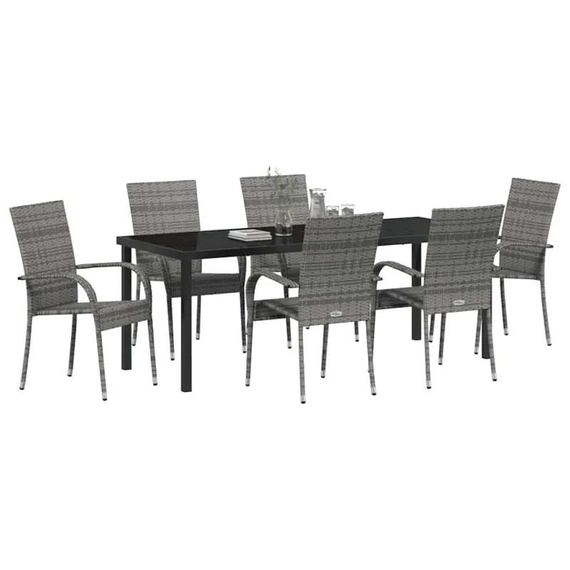 Sodo valgomojo komplektas 7 pcs Pilka