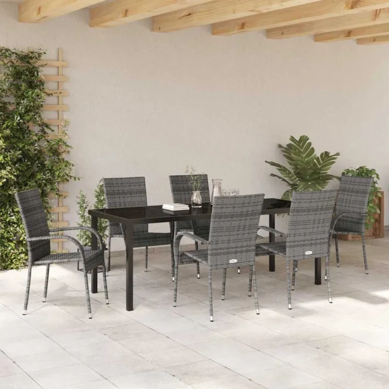 Sodo valgomojo komplektas 7 pcs Pilka