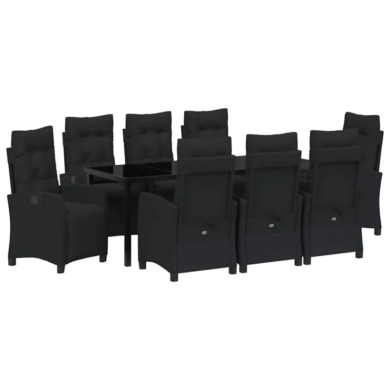 Sodo valgomojo komplektas su pagalve 9 pcs Juoda poliratanas