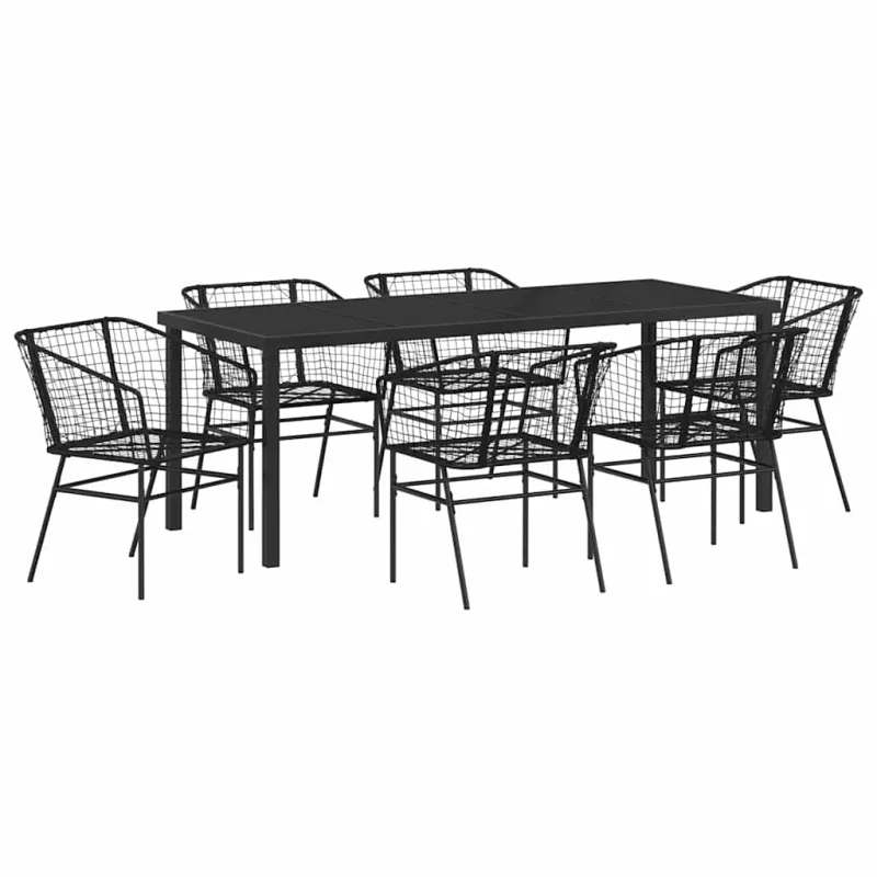 Sodo valgomojo komplektas 7 pcs Juoda poliratanas
