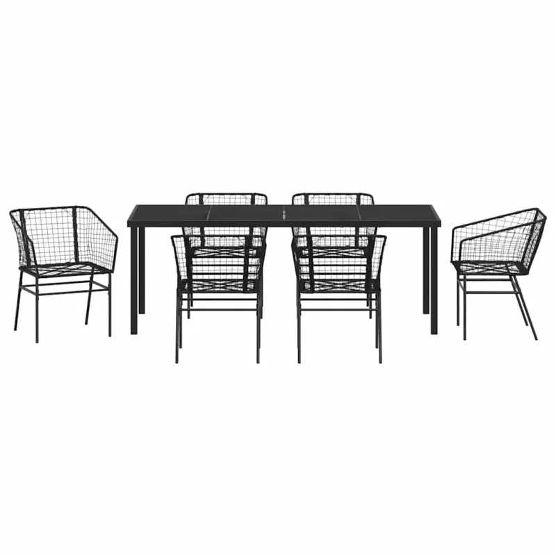 Sodo valgomojo komplektas 7 pcs Juoda poliratanas