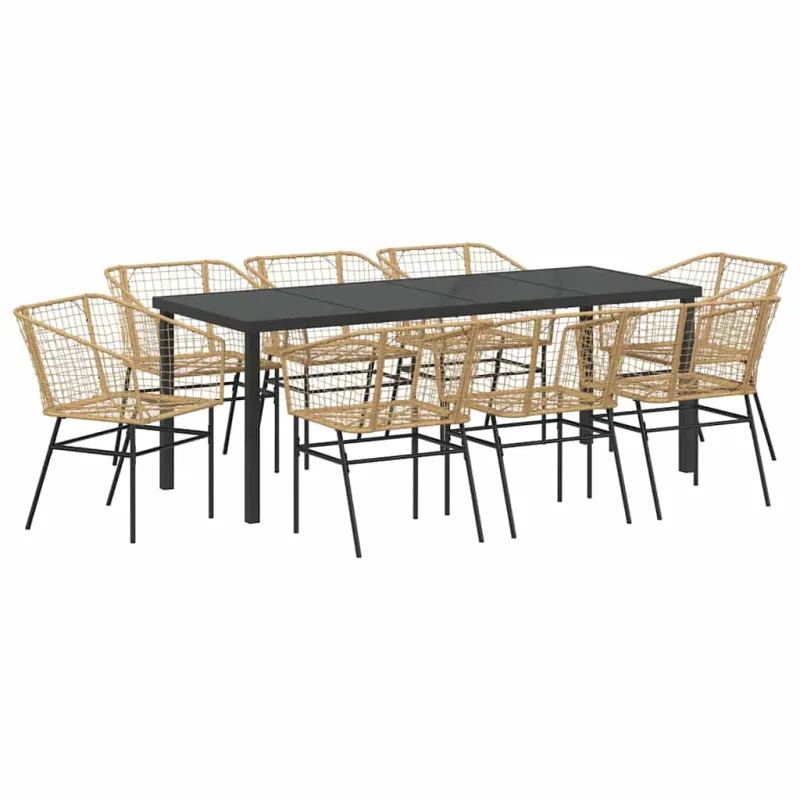 Sodo valgomojo komplektas 9 pcs Ruda poliratanas