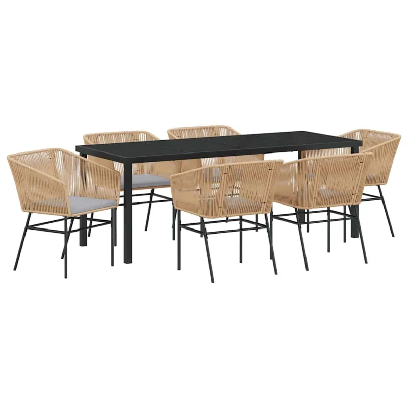 Sodo valgomojo komplektas su pagalve 7 pcs Ruda