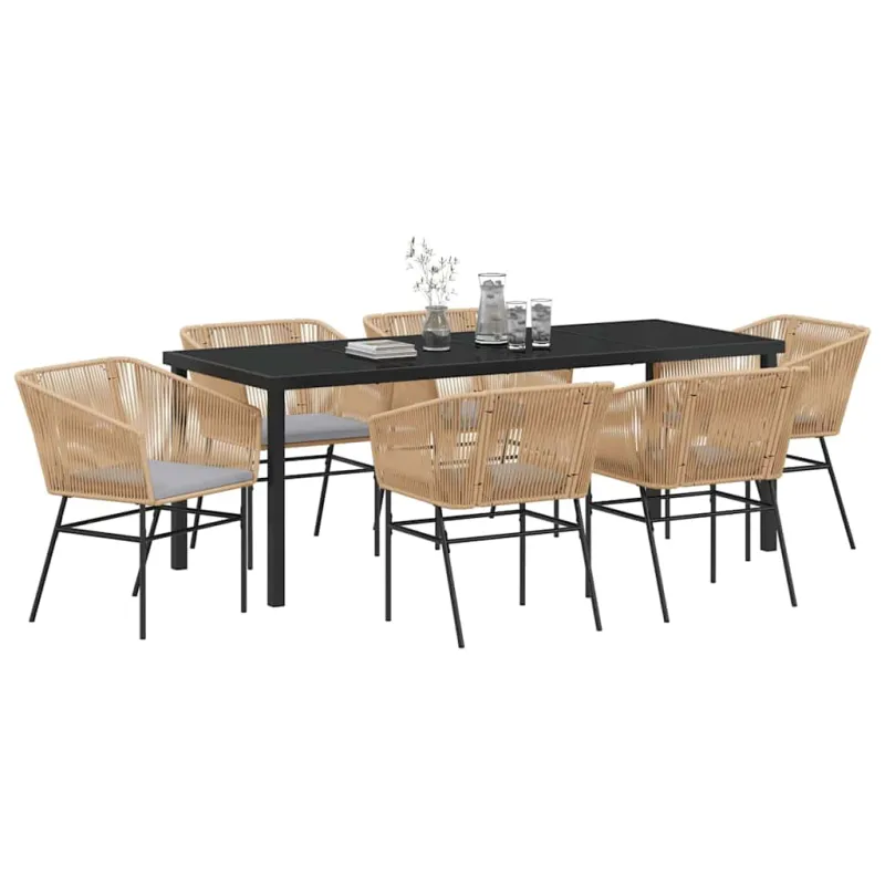 Sodo valgomojo komplektas su pagalve 7 pcs Ruda