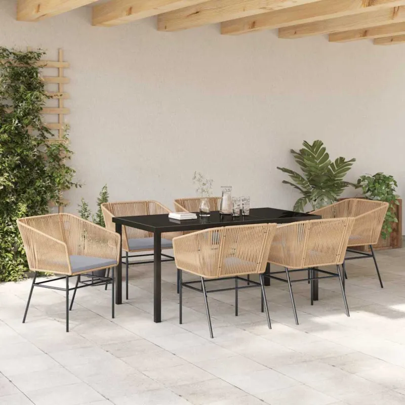 Sodo valgomojo komplektas su pagalve 7 pcs Ruda