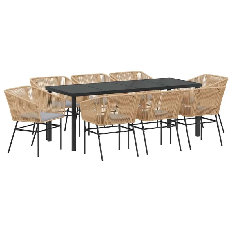 Sodo valgomojo komplektas su pagalve 9 pcs Ruda
