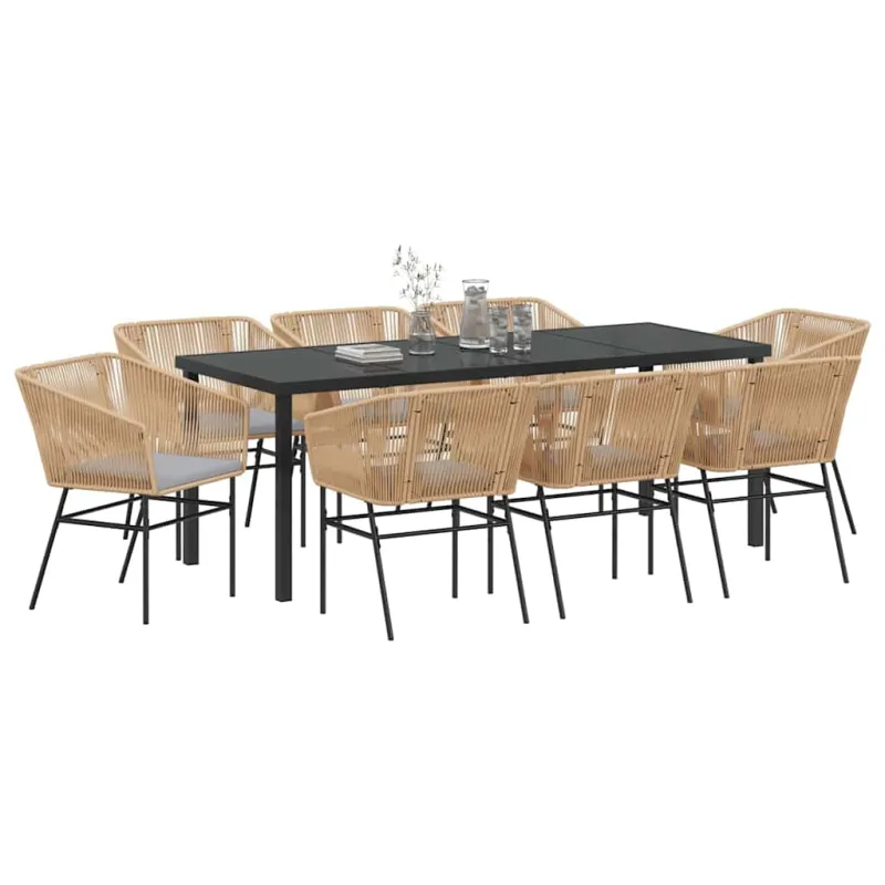 Sodo valgomojo komplektas su pagalve 9 pcs Ruda