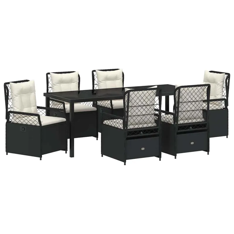 Sodo valgomojo komplektas 7 pcs Juoda poliratanas