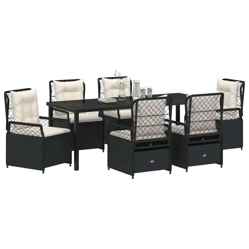 Sodo valgomojo komplektas 7 pcs Juoda poliratanas