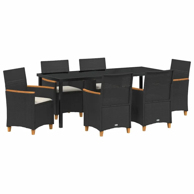 Sodo valgomojo komplektas 7 pcs Juoda poliratanas
