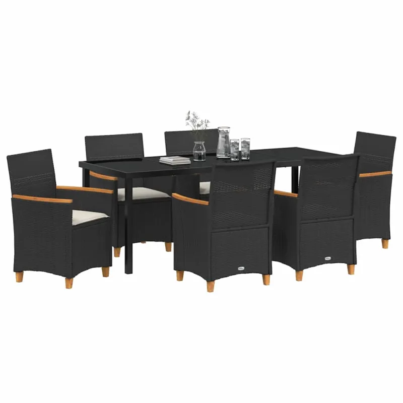 Sodo valgomojo komplektas 7 pcs Juoda poliratanas
