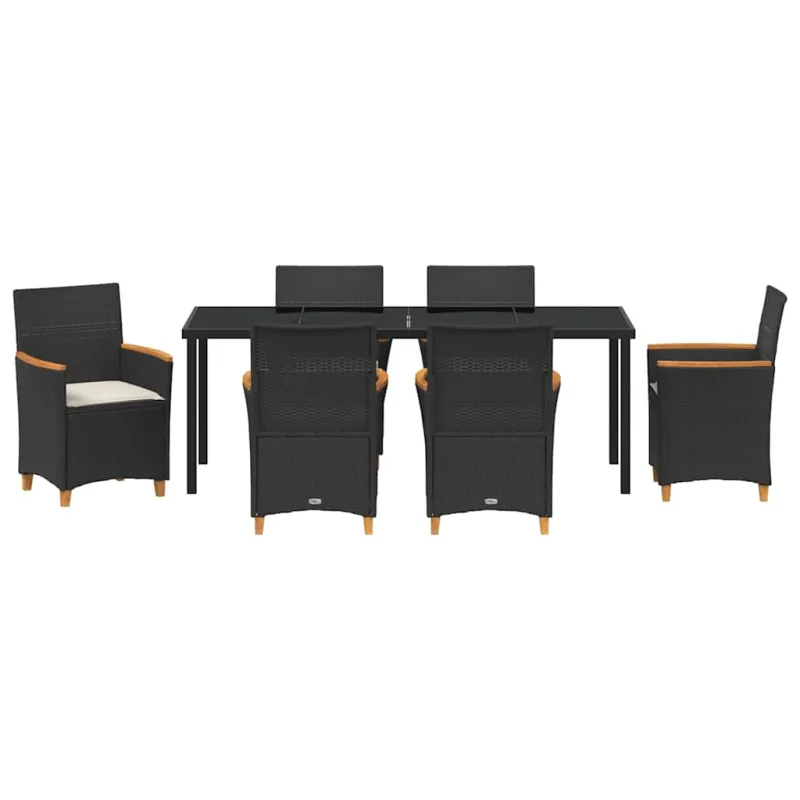Sodo valgomojo komplektas 7 pcs Juoda poliratanas