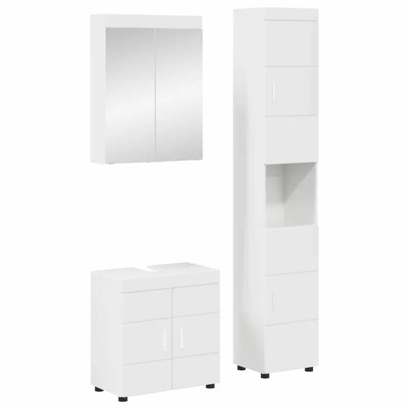 Vonios baldų rinkinys TULUM 3 pcs Aukštai blizganti balta